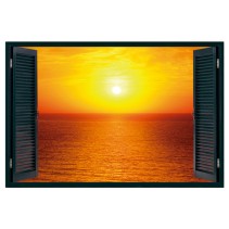 Ventanas 3d vinilos sol atardecer mar